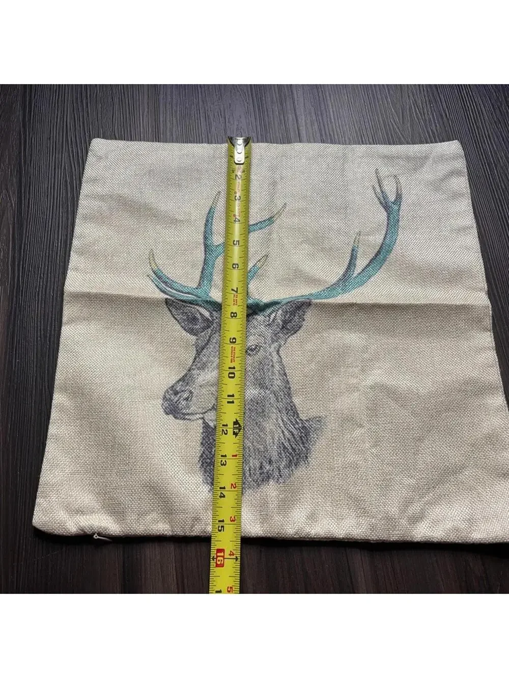 Throw Pillow Covers Deer Buck Cabin Decor Teal Antlers 15x15 Zip Closure X2